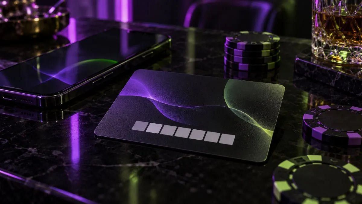 kasyno paysafecard – karta przedpłacona z 16-cyfrowym kodem PIN obok telefonu z otwartą kasą kasyna